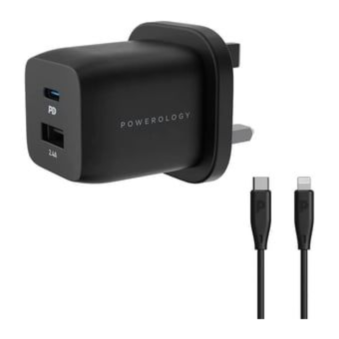 Powerology Ultra Quick GaN Charger 32W with USB-C to Lightning Cable 1.2 m
